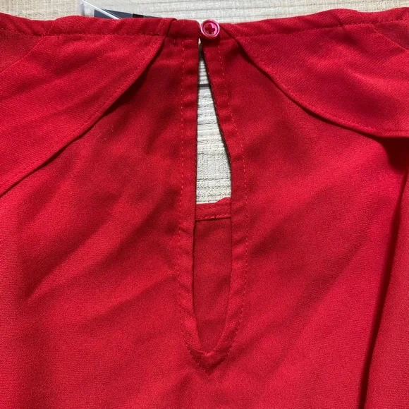 Lane Bryant Womens Cold Shoulder Long Sleeve Ruffle Top Size 16 Red - Picture 12 of 12